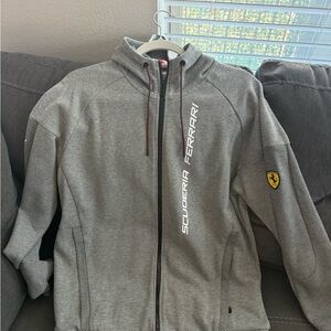PUMA SCUDERIA FERRARI GRAY RACE HOODED SWEAT JACKET